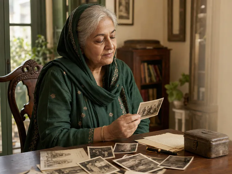 Family photographs, notes and a keepsake gathered before beginning a memoir